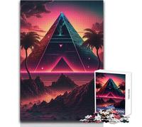 1000 Pieces Jigsaw Puzzles for Teenagers A Pyramid in The Neon Sand Beautiful Design Game Improve Memory Gift For Birthdays Size 38x52cm