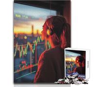 1000 Pieces Jigsaw Puzzles for Teenagers A Trader Watching Datas And Sunrise Beautiful Design Game Improve Memory Gift For Birthdays Size 38x52cm