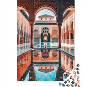 1000 Pieces Jigsaw Puzzles for Teenagers Alhambra Palace Courtyard Reflections Puzzles for Adults Relaxing Games Stress Reliever Fun at Home Activities, 38x26cm/1000pcs