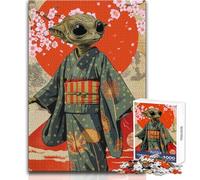 1000 Pieces Jigsaw Puzzles for Teenagers Alien in Kimono Ukiyo-e Beautiful Design Game Improve Memory Gift For Birthdays Size 50x75cm