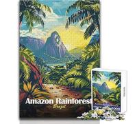 1000 Pieces Jigsaw Puzzles for Teenagers Amazon Rainforest Brazil Landscape Illustration Beautiful Design Game Improve Memory Gift For Birthdays Size 38x26cm
