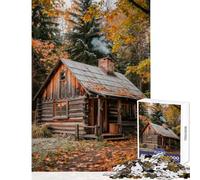 1000 Pieces Jigsaw Puzzles for Teenagers Autumn Cabin in The Woods Fun Games Stress Reliever Educational Toy Enhance Love between Couples (38x26cm)