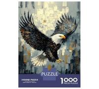 1000 Pieces Jigsaw Puzzles for Teenagers Bald Eagle in Flight Dynamic Impasto Art Jigsaws for Adults Family Game But Fun And Humorous Christmas Birthday Gifts 38x26cm/1000pcs
