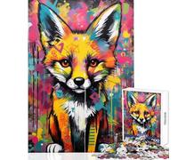 1000 Pieces Jigsaw Puzzles for Teenagers Banksy Graffiti Slum Fox Fun Games Stress Reliever Educational Toy Enhance Love between Couples (38x52cm)
