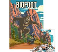 1000 Pieces Jigsaw Puzzles for Teenagers Bigfoot Cryptid Cryptozoology Daylight Attack Learning Educational Toys for Educational Game Improve Memory Gifts Birthday (Size 38x26cm)