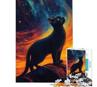 1000 Pieces Jigsaw Puzzles for Teenagers Black Cat Gazing at The Stars Challenging To Complete Enhance Memory Hands-on Game for And from 14 Years And over (38x52cm)