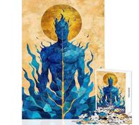 1000 Pieces Jigsaw Puzzles for Teenagers Blue Flame Djinn Desert Aura Art Fun Games Precision Cutting Home Decoration Toys Enhance Love between Couples (50X75cm)