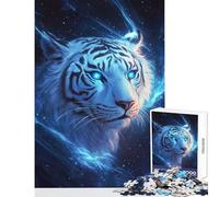 1000 Pieces Jigsaw Puzzles for Teenagers Blue Tiger Starlight Brain Teaser Game Staycation Kill Time Educational Toy Enhance Love between Couples (50X75cm)