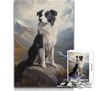 1000 Pieces Jigsaw Puzzles for Teenagers Border Collie Mountain Portrait Practical Game Presents for Women Anti-Stress Toys Size 50x75cm