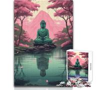 1000 Pieces Jigsaw Puzzles for Teenagers Buddha Reflection Pond Beautiful Design Game Birthday Present Art Work Gift Size 38x26cm