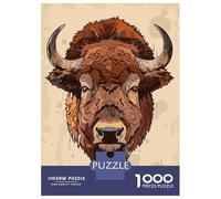 1000 Pieces Jigsaw Puzzles for Teenagers Buffalo Head Illustration Puzzle for Adults Relax Games Hand Speed Race Christmas Birthday Gifts 52x38cm/1000pcs