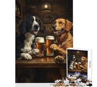 1000 Pieces Jigsaw Puzzles for Teenagers Canine Cheers Two Dogs Enjoying Beers Educational Games Improve Memory Home Decoration Toys Birthday Present, Gifts, (26X38cm)