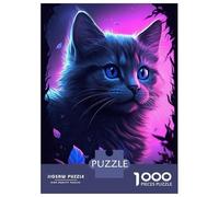 1000 Pieces Jigsaw Puzzles for Teenagers Cat Kitten Purple Glow Adult Jigsaw Puzzle Family Game Perfect Decoration Fun Activities at Home 38x26cm/1000pcs