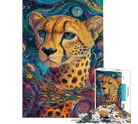 1000 Pieces Jigsaw Puzzles for Teenagers Cheetah in Cosmos Jigsaw 1000 Pieces Toy Wall Decor Great Gifts And Toys Improve Memory (Size 38x52cm)