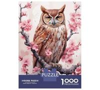 1000 Pieces Jigsaw Puzzles for Teenagers Cherry Blossom Owl Bird Jigsaw for Adults Hands-on Game Pattern Assembly Fun at Home Activities, 70x50cm/1000pcs