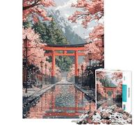 1000 Pieces Jigsaw Puzzles for Teenagers Cherry Blossom Pathway Puzzle for Adults Hands-on Game Staycation Kill Time Christmas Birthday Gifts (Size 38x52cm)