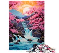1000 Pieces Jigsaw Puzzles for Teenagers Cherry Blossom Waterfall Fun Activities at Home Improve Memory Impossible Game for Age 14+ Game (50x75cm)