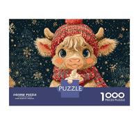 1000 Pieces Jigsaw Puzzles for Teenagers Christmas Cow Mug Jigsaws for Adults Hands-on Game But Fun And Humorous Unique Birthday And Xmas Gifts 38x26cm/1000pcs