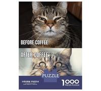 1000 Pieces Jigsaw Puzzles for Teenagers Coffee Cat Meme Funny Jigsaw Puzzle Relaxing Games Analysis And Logic Challenging Game Gifts 38x26cm/1000pcs