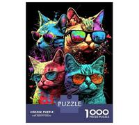 1000 Pieces Jigsaw Puzzles for Teenagers Cool Cats Puzzles for Adults Relaxing Games Stress Reliever Fun at Home Activities, 52x38cm/1000pcs