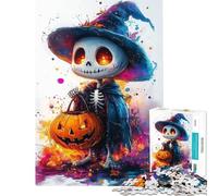 1000 Pieces Jigsaw Puzzles for Teenagers Cute Skeleton Trick-or-Treater Jigsaw Puzzle Fun Games Home Decoration Fun at Home Activities, (Size 38x52cm)