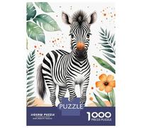 1000 Pieces Jigsaw Puzzles for Teenagers Cute Zebra Watercolor Jigsaw for Adults Hands-on Game Pattern Assembly Fun at Home Activities, 52x38cm/1000pcs
