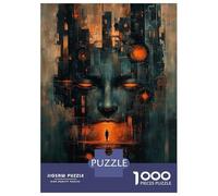 1000 Pieces Jigsaw Puzzles for Teenagers Cybernetic Overlord - AI Surrealism & Dystopian Sci-Fi Art Adult Puzzles Brain Teaser Game Difficult Hard Fun Activities at Home 38x26cm/1000pcs