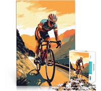 1000 Pieces Jigsaw Puzzles for teenagers Cyclist ride on a Mountain Stressabbau mit passendem Poster und Quizblatt52x38cm