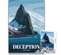 1000 Pieces Jigsaw Puzzles for Teenagers Deception Island, Antarctica Travel Poster Educational Family Game Birthday Present Art Work Gift Size 38x52cm