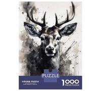 1000 Pieces Jigsaw Puzzles for Teenagers Deer Beauty Black Ink Jigsaw Relaxing Games Presents for Women Christmas Birthday Gifts 52x38cm/1000pcs