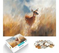 1000 Pieces Jigsaw Puzzles for teenagers Deer in Tall Grass Interesting Stress Reduction unique challenge game 26x38cm