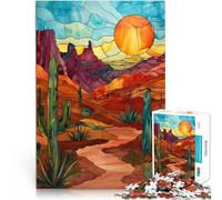 1000 Pieces Jigsaw Puzzles for teenagers Desert Oasis Sunset Familienspaß Lustige Aktivitäten für zu Hause, Geburtstagsgeschenk, Reisegeschenk,75x50cm