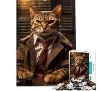 1000 Pieces Jigsaw Puzzles for Teenagers Detective Bengal Cat Educational Challenge Staycation Kill Time Relax Games for 14+ Puzzle Game Offered (38X26CM)