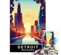 1000 Pieces Jigsaw Puzzles for Teenagers Detroit Michigan for Educational Game Challenge Toy Hands-on Game Difficult Challenge Funny Gifts (Size 50x75cm)