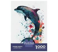 1000 Pieces Jigsaw Puzzles for Teenagers Dolphin Watercolors Adult Puzzles Brain Teaser Game Difficult Hard Fun Activities at Home 52x38cm/1000pcs