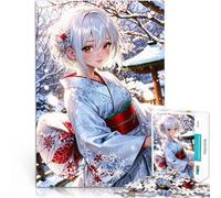 1000 Pieces Jigsaw Puzzles for teenagers Elegant Winter Kimono in Serene Snowy Setting Spielspielzeug Geburtstagsgeschenke75x50cm