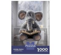 1000 Pieces Jigsaw Puzzles for Teenagers Elephant Reading on Toilet Jigsaw for Adults Hands-on Game Pattern Assembly Fun at Home Activities, 38x26cm/1000pcs