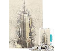 1000 Pieces Jigsaw Puzzles for Teenagers Empire State Building Jigsaw Puzzle Fun Games Home Decoration Fun at Home Activities, (Size 50x75cm)
