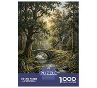 1000 Pieces Jigsaw Puzzles for Teenagers Enchanted Forest Cabin And Bridge Jigsaw for Adults Hands-on Game Pattern Assembly Fun at Home Activities, 52x38cm/1000pcs