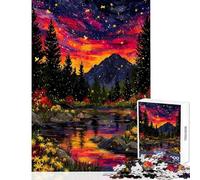 1000 Pieces Jigsaw Puzzles for Teenagers Enchanted Forest River at Sunset Brain Teaser Game Staycation Kill Time Educational Toy Enhance Love between Couples (52X38cm)