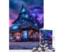1000 Pieces Jigsaw Puzzles for Teenagers Fantasy Magic Shop with Glowing Tree Fun Games Stress Reliever Educational Toy Enhance Love between Couples (50x75cm)