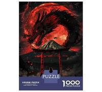 1000 Pieces Jigsaw Puzzles for Teenagers Fantasy Red Fullmon Dragon Puzzle for Adults Relax Games Hand Speed Race Christmas Birthday Gifts 70x50cm/1000pcs