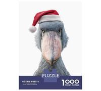 1000 Pieces Jigsaw Puzzles for Teenagers Festive Shoebill Stork with Santa Hat Jigsaw Relaxing Games Presents for Women Christmas Birthday Gifts 52x38cm/1000pcs