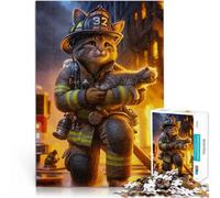 1000 Pieces Jigsaw Puzzles for teenagers Firefighter Cat Staycation: Zeit totschlagen Wichtelgeschenke75x50cm