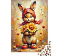 1000 Pieces Jigsaw Puzzles for Teenagers Floral Bunny Art Print Jigsaw Puzzle Relaxing Games Analysis And Logic Challenging Game Gifts 70x50cm/1000pcs