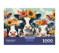 1000 Pieces Jigsaw Puzzles for Teenagers Floral Cow Collage Jigsaws for Adults Hands-on Game But Fun And Humorous Unique Birthday And Xmas Gifts 70x50cm/1000pcs