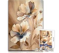 1000 Pieces Jigsaw Puzzles for Teenagers Flowers Beige Color Art Practical Game Presents for Women Anti-Stress Toys Size 38x52cm