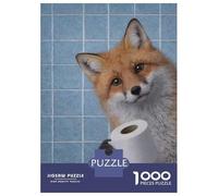 1000 Pieces Jigsaw Puzzles for Teenagers Fox Holding Toilet Paper Jigsaw for Adults Hands-on Game Pattern Assembly Fun at Home Activities, 38x26cm/1000pcs