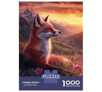 1000 Pieces Jigsaw Puzzles for Teenagers Fox in Mountain Sunset Adult Puzzles Brain Teaser Game Difficult Hard Fun Activities at Home 52x38cm/1000pcs