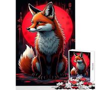 1000 Pieces Jigsaw Puzzles for Teenagers Fox with Red Moon Digital Art Home Decoration Toys Great Gift Hands-on Game Wishlist with Santa Claus Size 38x52cm